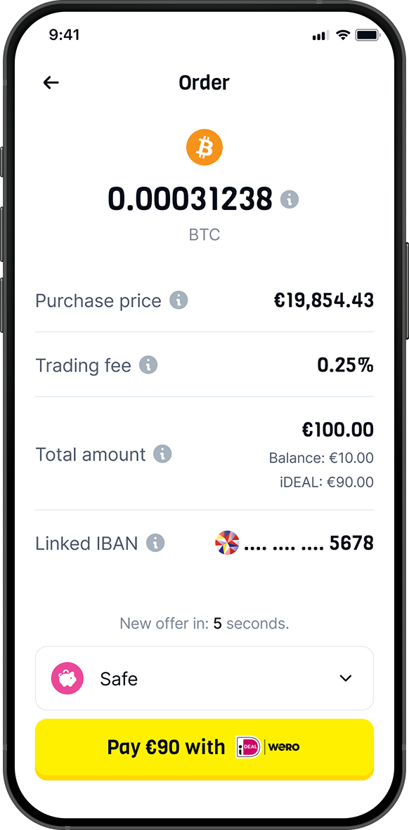 Order screen with Pay with iDEAL | Wero
