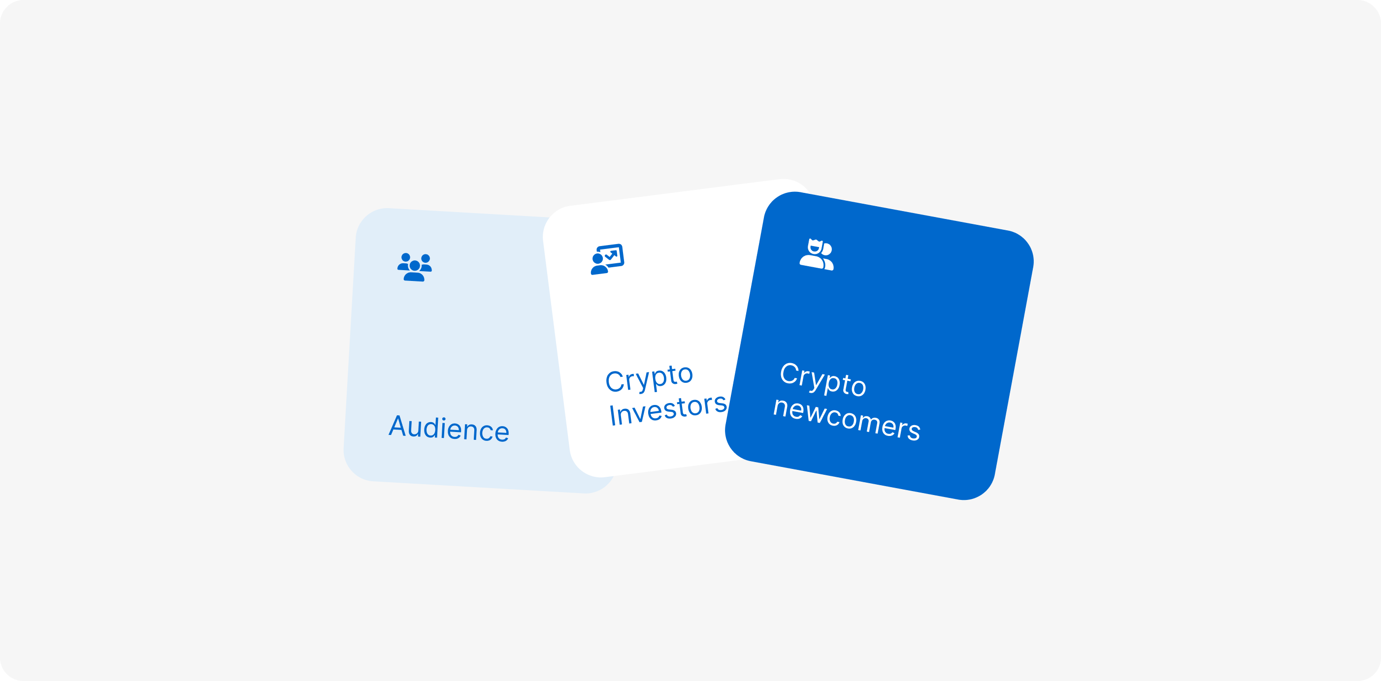 Audience cards: crypto investors and crypto newcomers